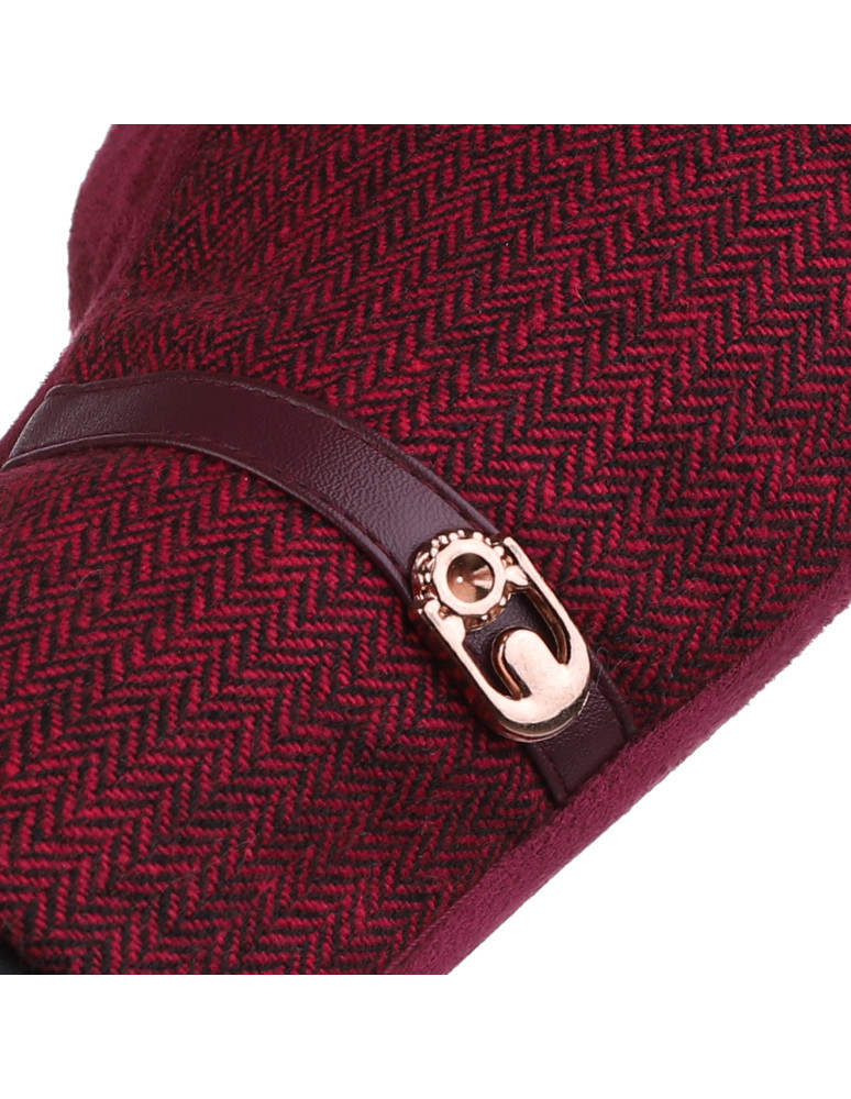 Rękawiczki - Eleganckie rękawiczki damskie ciepłe w jodełkę BORDOWY - produkt moraj.pl 2