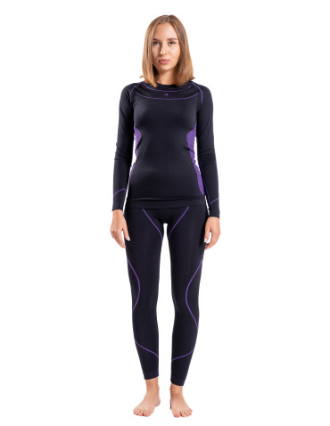 Bielizna termoaktywna - Damskie legginsy termoaktywne bezszwowe FIOLETOWY - produkt 5