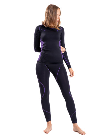 Bielizna termoaktywna - Damskie legginsy termoaktywne bezszwowe FIOLETOWY - produkt 7