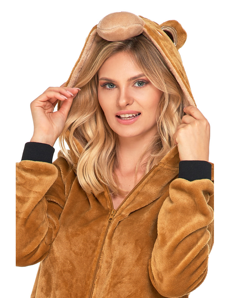 Długi rękaw - Piżama onesie w misia unisex kostium jednoczęściowy BRĄZOWY - produkt moraj.pl 3