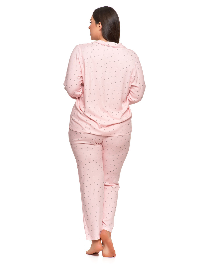 Długi rękaw - Damska piżama z długim rękawem i spodmiami wiskoza Plus Size RÓŻOWY - produkt moraj.pl 2