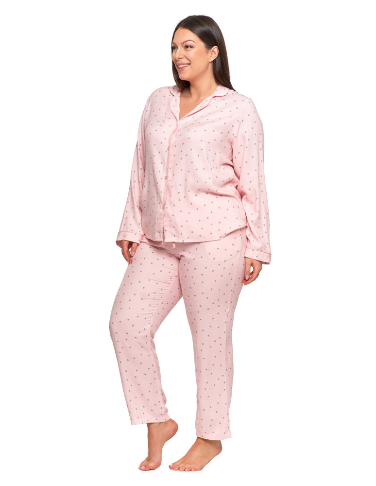 Długi rękaw - Damska piżama z długim rękawem i spodmiami wiskoza Plus Size RÓŻOWY - produkt moraj.pl 6