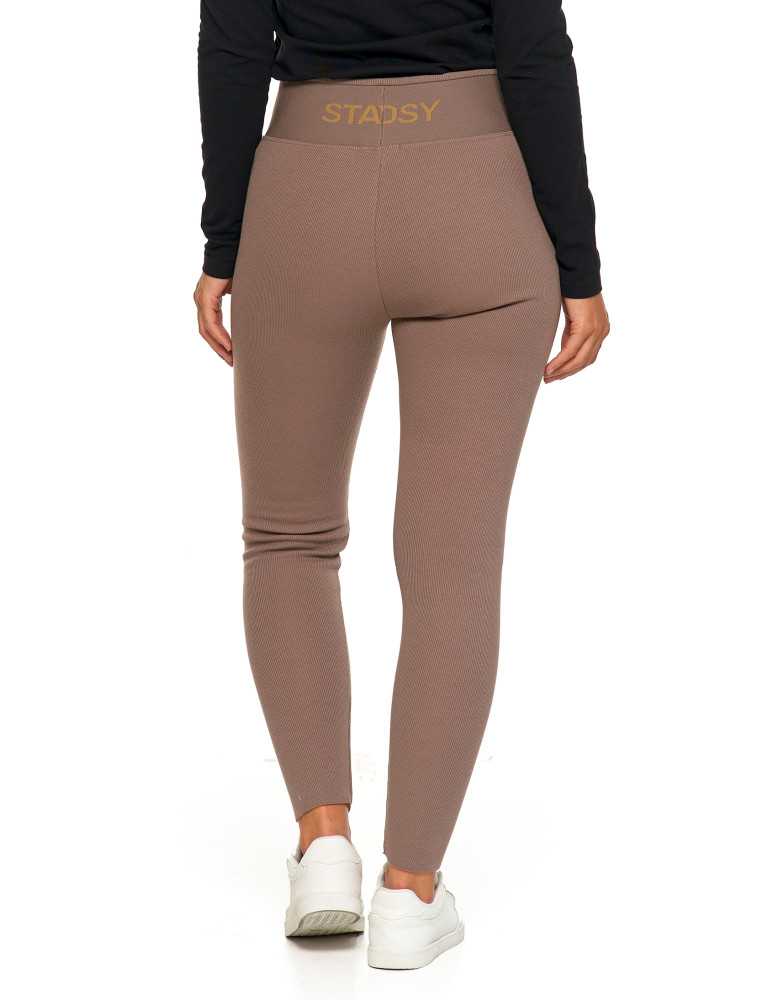 Legginsy - Legginsy damskie ocieplane w prążek wysoki stan MOKKA - produkt moraj.pl 3