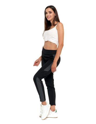 Legginsy - Legginsy damskie ocieplane z wysokim stanem CZARNY - produkt 7