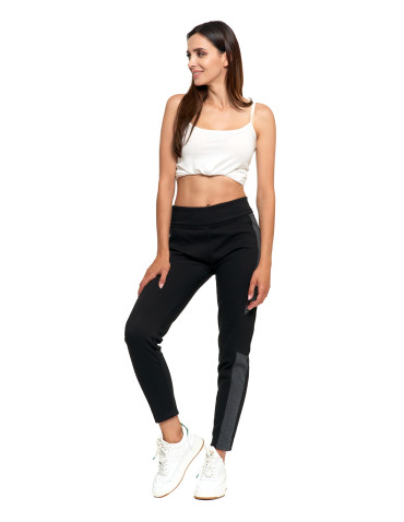 Legginsy - Legginsy damskie ocieplane z wysokim stanem CZARNY - produkt 1