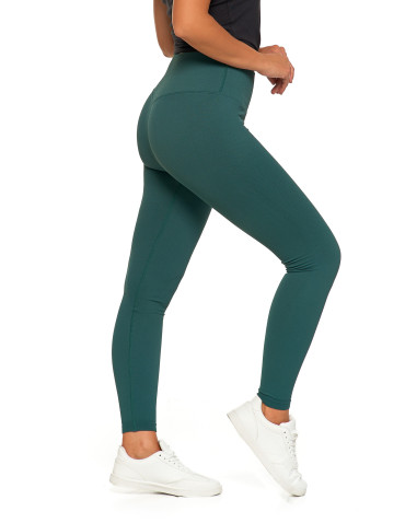 Legginsy - Prążkowane legginsy damskie sportowe z wysokim stanem ZIELONY - produkt 12