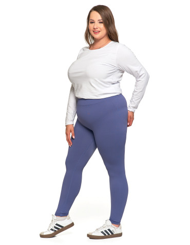 Legginsy - Prążkowane legginsy damskie sportowe z wysokim stanem NIEBIESKI - produkt 11