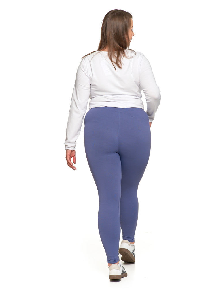 Legginsy - Prążkowane legginsy damskie sportowe z wysokim stanem NIEBIESKI - produkt moraj.pl 13