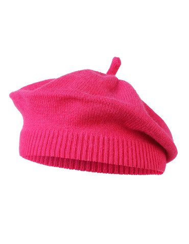 Czapki - Beret damski klasyczny dzianinowy RÓŻOWY - produkt 1