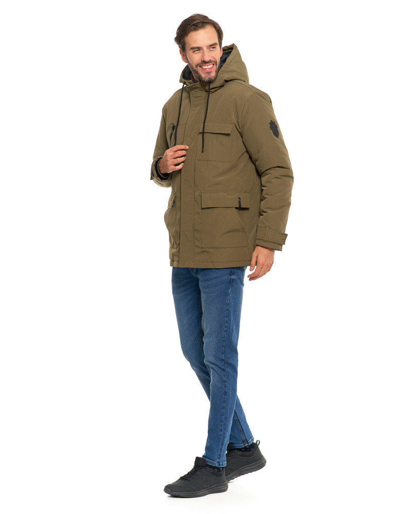 Odzież wierzchnia - Kurtka zimowa męska z kieszeniami cargo KHAKI - produkt moraj.pl 14