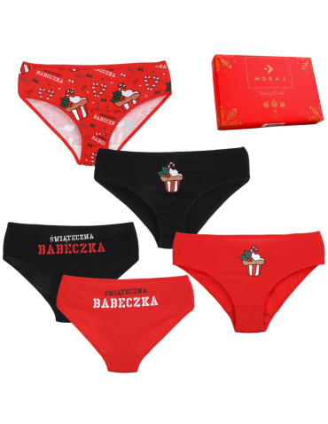 Zestawy prezentowe - Świąteczne figi damskie bikini w pudełku kolorowe 3-pak WIELOKOLOROWY - produkt 1