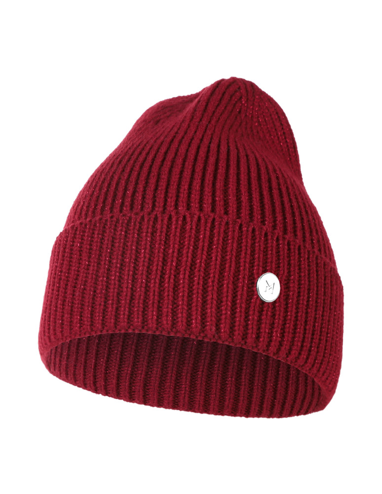 Czapki - Czapka damska beanie dzianinowa elegancka BORDOWY - produkt moraj.pl 1