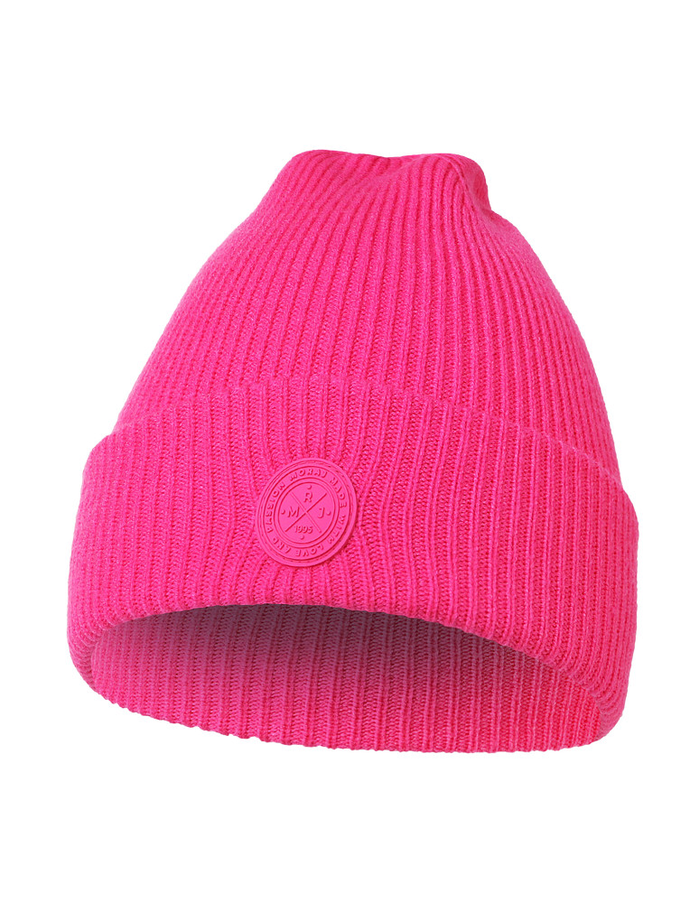 Czapki - Czapka damska zimowa beanie w prążek RÓŻOWY - produkt moraj.pl 1