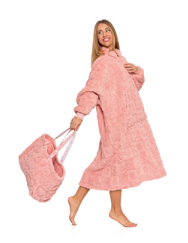 Kocobluzy - Ciepła kocobluza damska w serduszka RÓŻOWY - produkt 6