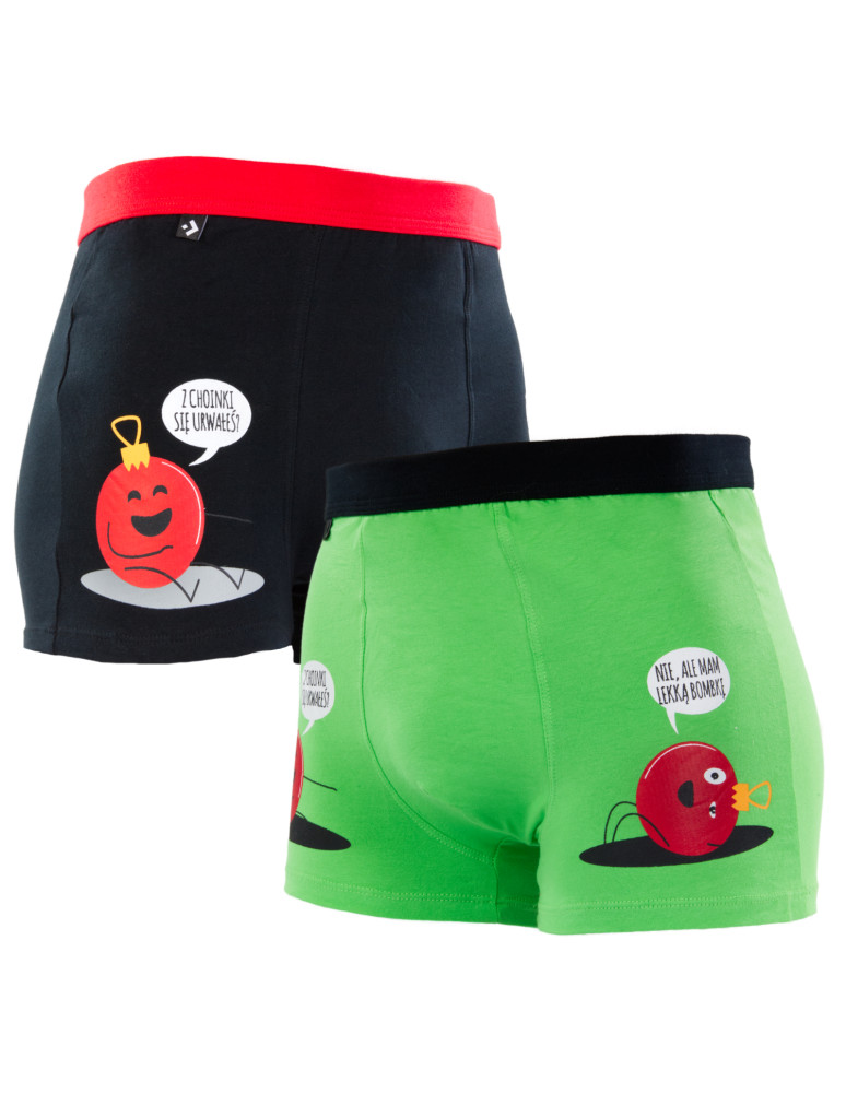 Bokserki dopasowane - Bokserki męskie w śmieszne wzory na święta ZIELONY - produkt moraj.pl 2