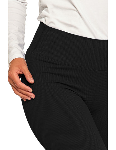 Legginsy - Prążkowane legginsy damskie sportowe z wysokim stanem CZARNY - produkt 4
