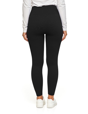 Legginsy - Prążkowane legginsy damskie sportowe z wysokim stanem CZARNY - produkt 6