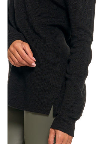 Swetry - Cienki sweter damski dzianinowy z wiskozą CZARNY - produkt 4