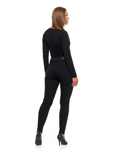 Spodnie - Spodnie damskie skinny z wysokim stanem CZARNY - produkt 13