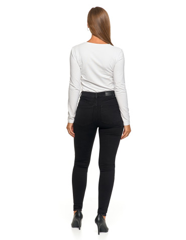 Spodnie - Spodnie damskie skinny z wysokim stanem CZARNY - produkt 14