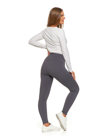 Legginsy - Legginsy damskie sportowe funkcyjne z wysokim stanem GRAFIT - produkt 2