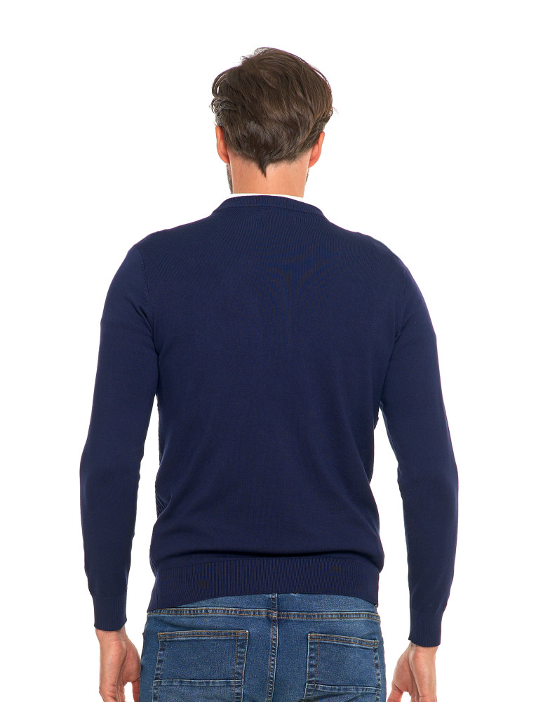 Swetry - Męski sweter klasyczny z wiskozy elegancki GRANATOWY - produkt moraj.pl 2