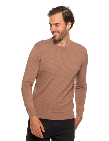 Swetry - Męski sweter klasyczny z wiskozy elegancki MOKKA - produkt 1