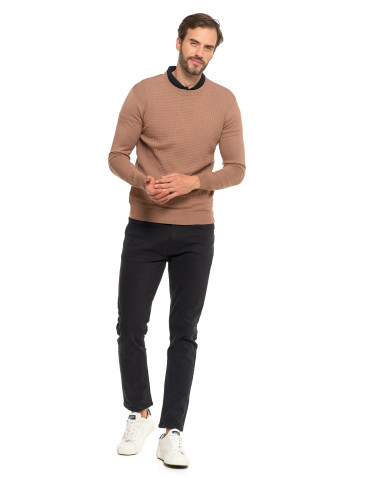 Swetry - Męski sweter klasyczny z wiskozy elegancki MOKKA - produkt 9