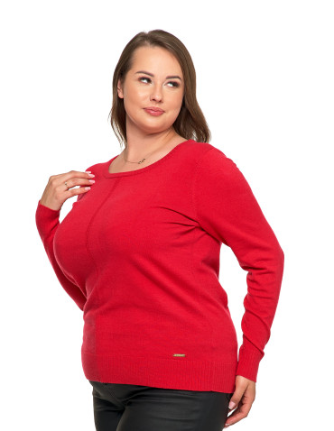 Swetry - Sweter damski klasyczny z długim rękawem CZERWONY - produkt 5