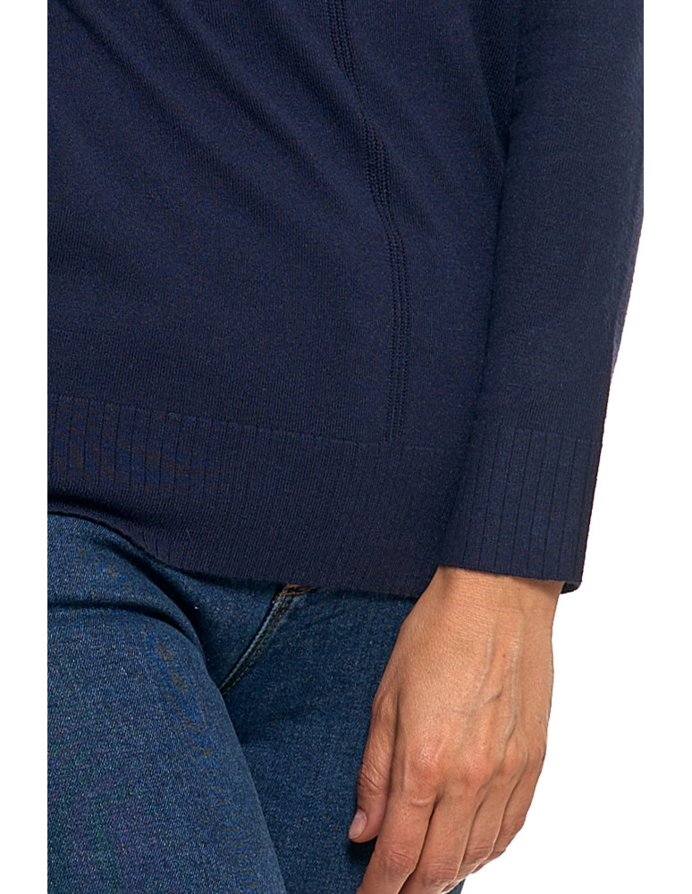 Swetry - Sweter damski klasyczny z długim rękawem GRANATOWY - produkt moraj.pl 7
