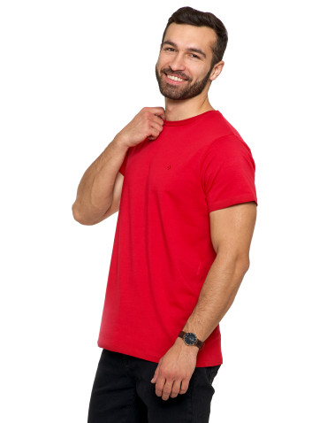 Koszulki, topy, koszule - Koszulka męska T-shirt bawełniana Premium okrągły dekolt CZERWONY - produkt 1