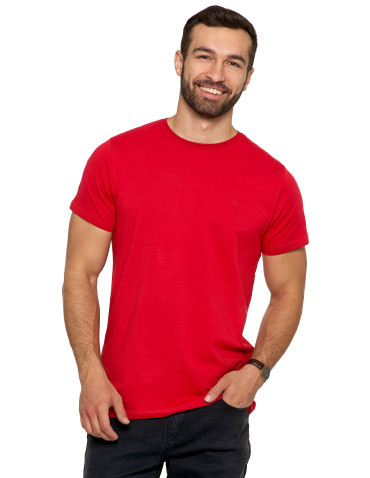 Koszulki, topy, koszule - Koszulka męska T-shirt bawełniana Premium okrągły dekolt CZERWONY - produkt 4