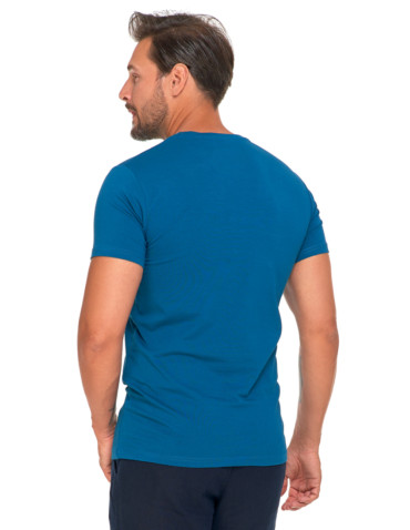 Koszulki, topy, koszule - Koszulka męska T-shirt bawełniana Premium okrągły dekolt CIEMNY NIEBIESKI - produkt 4