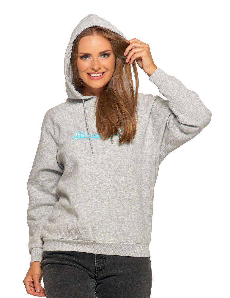 Bluzy - Ocieplana bluza dresowa damska z napisem SZARY - produkt moraj.pl 6
