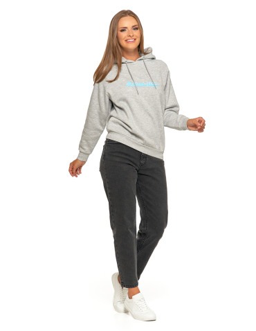 Bluzy - Ocieplana bluza dresowa damska z napisem SZARY - produkt 8