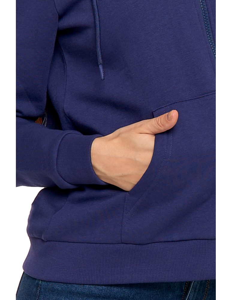 Bluzy - Ocieplana bluza damska rozpinana bawełniana motyw kwiatów GRANATOWY - produkt moraj.pl 8