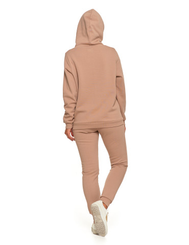 Bluzy - Bluza damska dresowa ocieplana z kapturem BEŻOWY - produkt 7