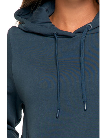 Bluzy - Bluza damska dresowa ocieplana z kapturem GRANATOWY - produkt 3
