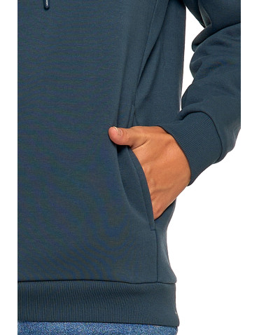 Bluzy - Bluza damska dresowa ocieplana z kapturem GRANATOWY - produkt 4