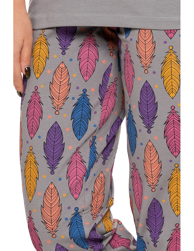 Długi rękaw - Piżama damska dwuczęściowa Plus Size w motyw łapacza snów SZARY - produkt moraj.pl 4
