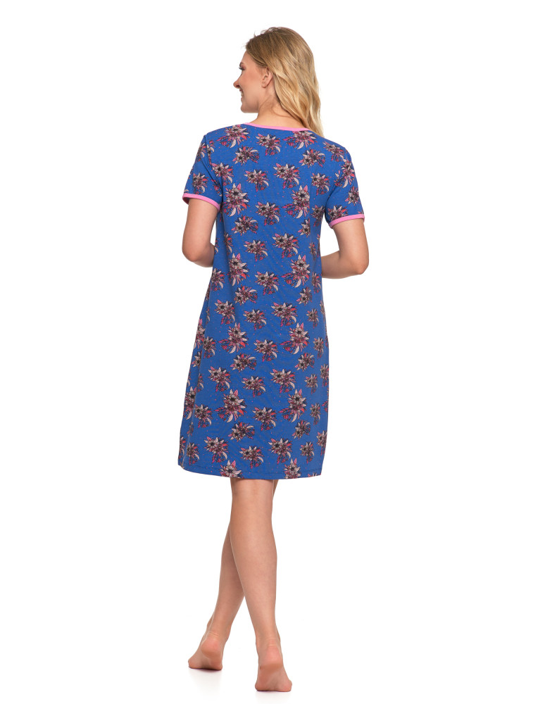 Koszule nocne - Damska piżama koszula nocna krótka kawiatowy wzór Plus Size GRANATOWY - produkt moraj.pl 2