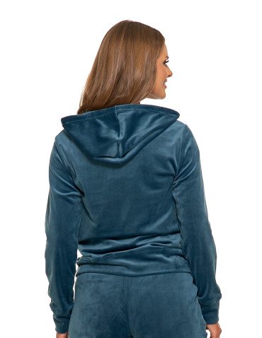 Bluzy - Welurowa bluza damska rozpinana z kapturem GRAFIT - produkt 2