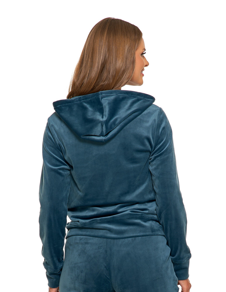 Bluzy - Welurowa bluza damska rozpinana z kapturem GRAFIT - produkt moraj.pl 2