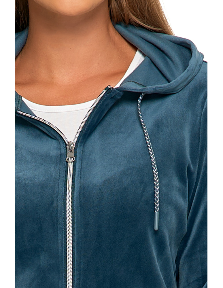 Bluzy - Welurowa bluza damska rozpinana z kapturem GRAFIT - produkt moraj.pl 3