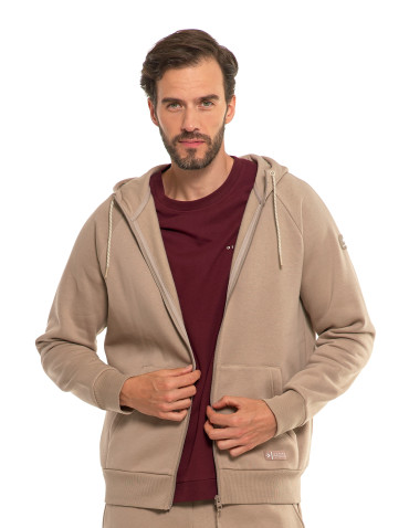 Bluzy - Bluza ocieplana męska dresowa rozpinana z kapturem BEŻOWY - produkt 5
