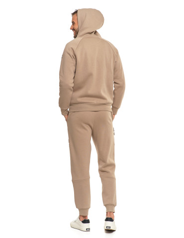 Bluzy - Bluza ocieplana męska dresowa rozpinana z kapturem BEŻOWY - produkt 10