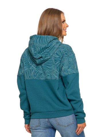 Bluzy - Damska bluza z kapturem ocieplana z motywem graficznym ZIELONY - produkt 2
