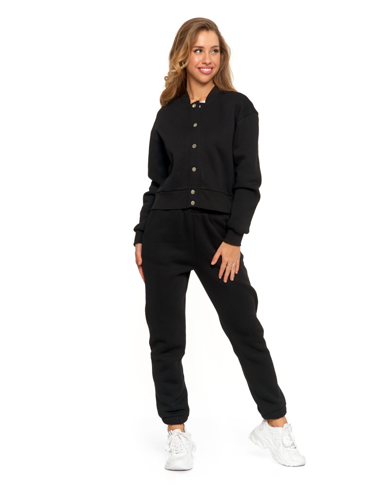 Bluzy - Damska bluza bomberka ocieplana z napami CZARNY - produkt moraj.pl 3