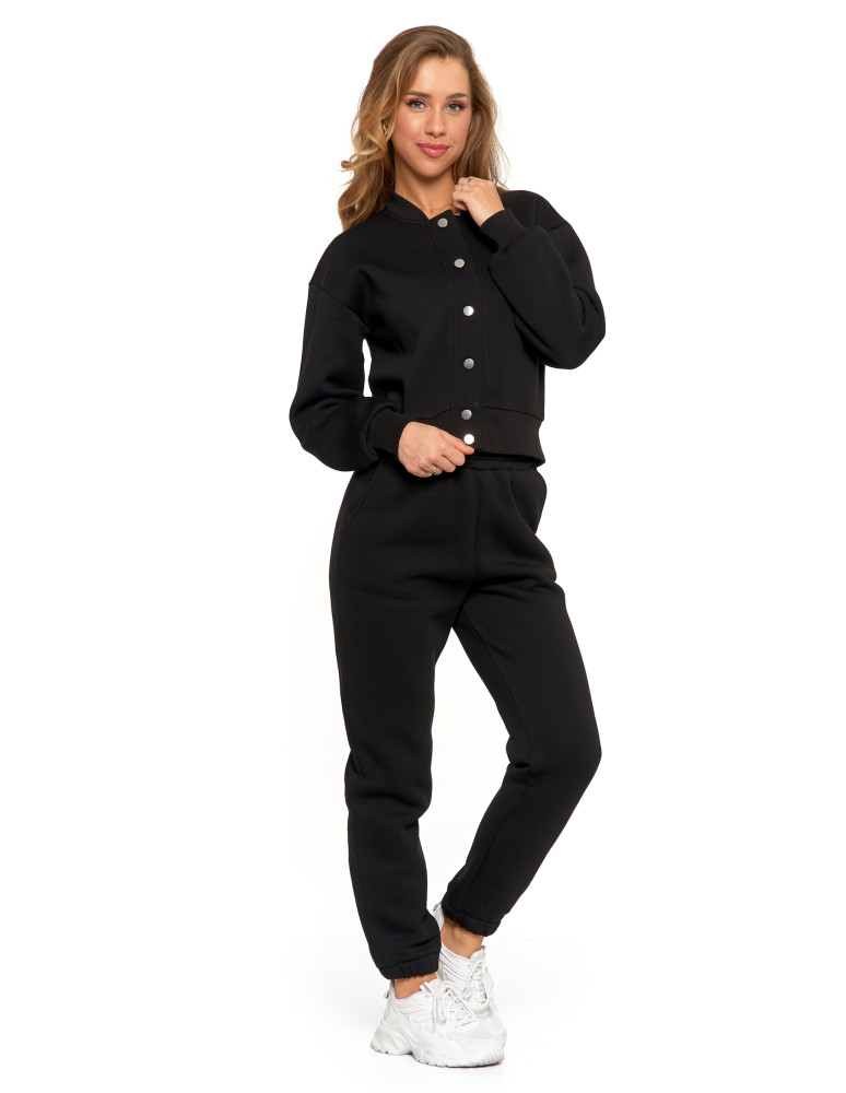 Bluzy - Damska bluza bomberka ocieplana z napami CZARNY - produkt moraj.pl 6