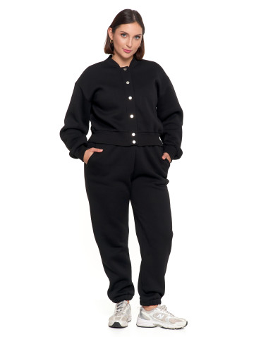 Bluzy - Damska bluza bomberka ocieplana z napami CZARNY - produkt 8